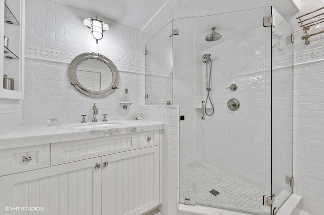 3421 S Ocean Blvd Unit 1, Highland Beach, FL 33487 - bathroom featuring a shower stall and vanity