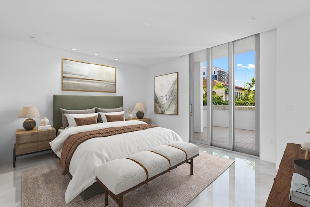 475 E Royal Palm Rd Unit 205, Boca Raton, FL 33432 - bedroom with access to outside, expansive windows, and recessed lighting
