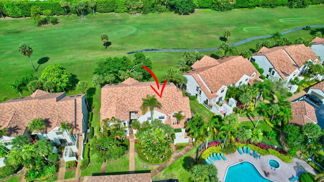 7884 Seville Pl Unit 1301, Boca Raton, FL 33433 - aerial view of property's location with a golf course, nearby suburban area, and a pool