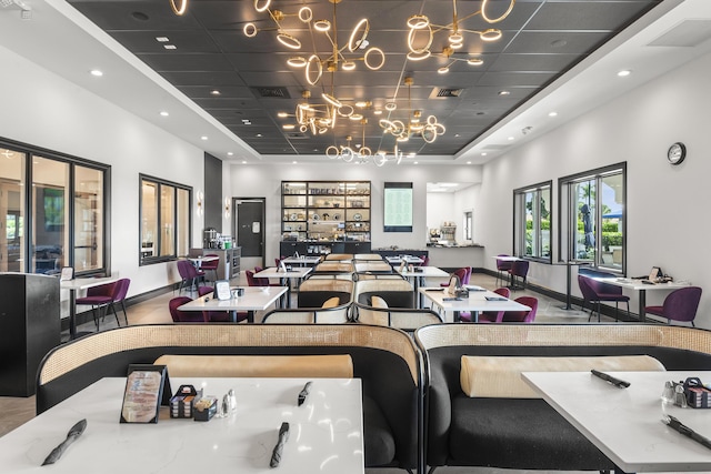 community lobby with recessed lighting and a drop ceiling