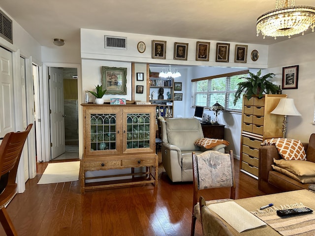 728 Ridge Rd Unit 35, Lantana, FL 33462 - living area with a chandelier, hardwood / wood-style flooring, and a desk