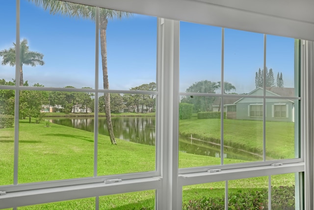 1265 Pine Sage Cir, West Palm Beach, FL 33409 - unfurnished sunroom with a water view and plenty of natural light