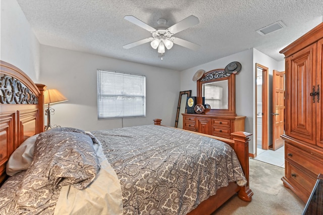 4755 Centurian Way, Greenacres, FL 33463 - bedroom with light colored carpet, a textured ceiling, and ceiling fan