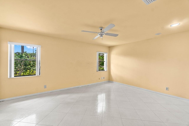 10535 Ladypalm Ln Unit B, Boca Raton, FL 33498 - spare room with ceiling fan, light tile patterned floors, baseboards, and recessed lighting