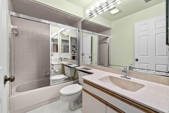 10535 Ladypalm Ln Unit B, Boca Raton, FL 33498 - full bath with tile patterned flooring, toilet, shower / bath combination with glass door, and vanity