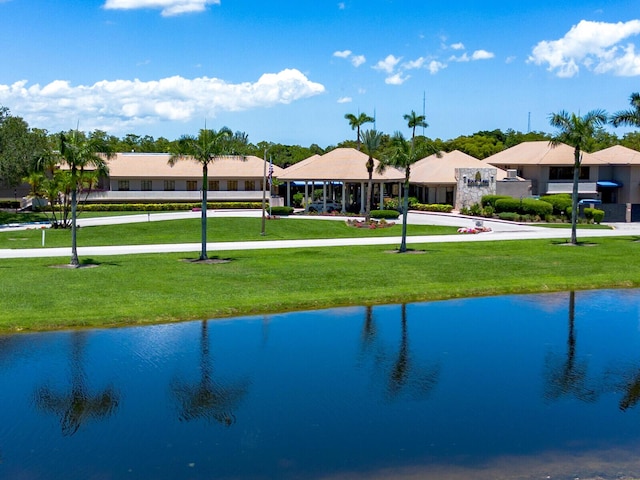 21188 Juego Cir Unit 17-A, Boca Raton, FL 33433 - view of home's community featuring a gazebo, a water view, a lawn, and a residential view