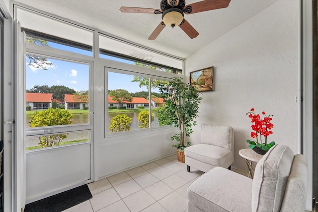 8237 Via Di Veneto, Boca Raton, FL 33496 - sunroom / solarium featuring ceiling fan and vaulted ceiling