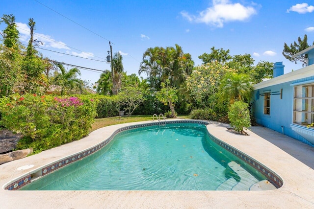 swimming pool with a patio area