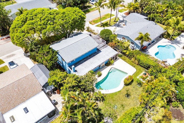 aerial view of a pool