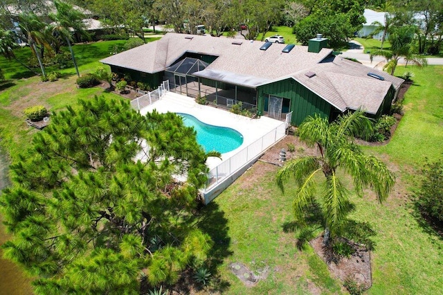 view from above of property with a pool