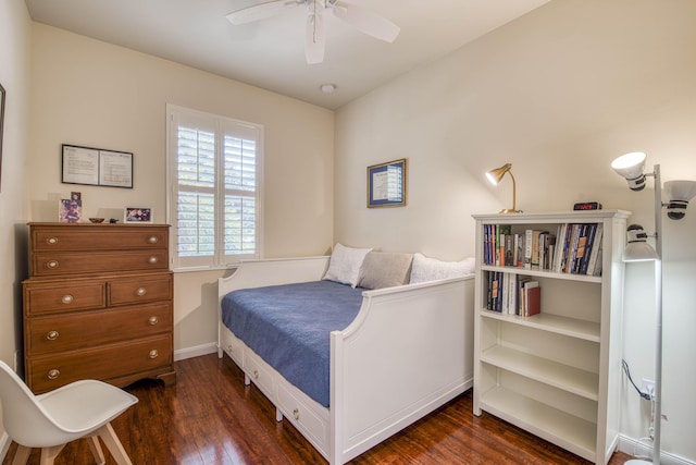 1330 S Jeaga Dr, Jupiter, FL 33458 - bedroom featuring dark wood-type flooring, baseboards, and a ceiling fan