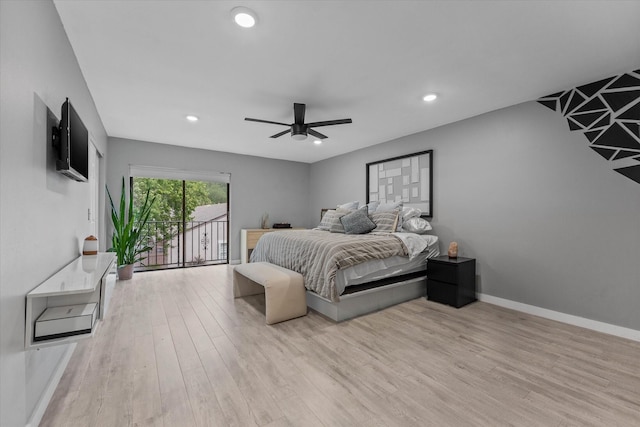 184 NW 115th Ter, Plantation, FL 33325 - bedroom featuring wood finished floors, access to outside, baseboards, a ceiling fan, and recessed lighting