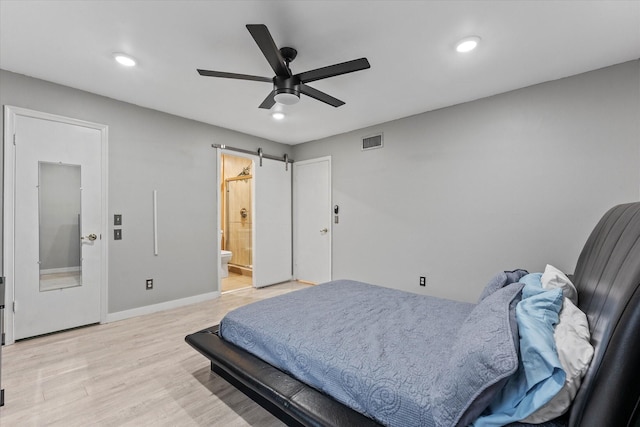 184 NW 115th Ter, Plantation, FL 33325 - bedroom featuring recessed lighting, light wood-type flooring, ensuite bath, baseboards, and ceiling fan