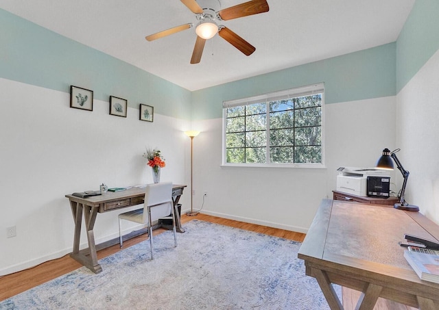 9857 Baywinds Dr Unit 9302, West Palm Beach, FL 33411 - office featuring ceiling fan, wood finished floors, and baseboards