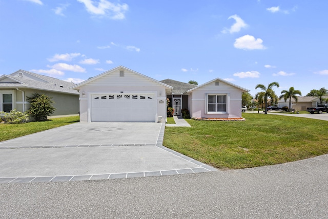 6527 Alheli, Fort Pierce, FL 34951 - ranch-style home featuring concrete driveway, a front yard, an attached garage, and stucco siding