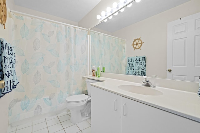 6527 Alheli, Fort Pierce, FL 34951 - bathroom with tile patterned floors, toilet, vanity, and a shower with curtain