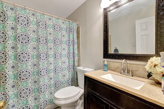 555 SW Sara Blvd, Port Saint Lucie, FL 34953 - bathroom featuring toilet, vanity, and a shower with curtain