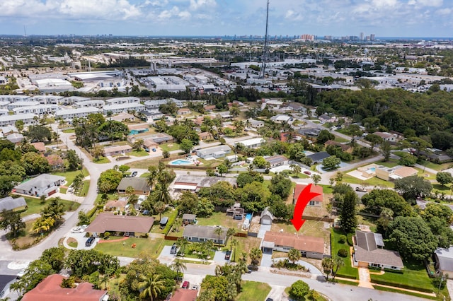 aerial overview of property's location featuring nearby urban area