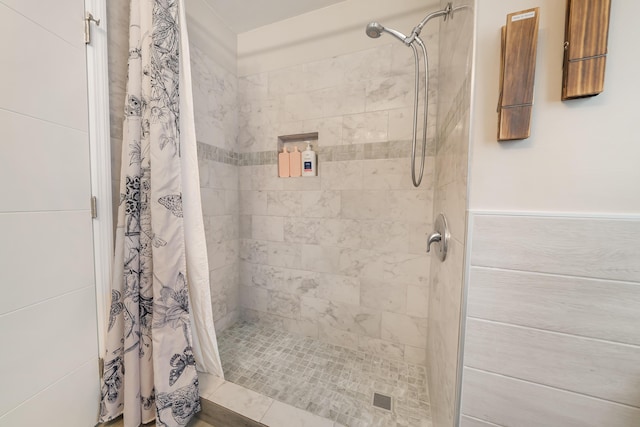 bathroom featuring a stall shower
