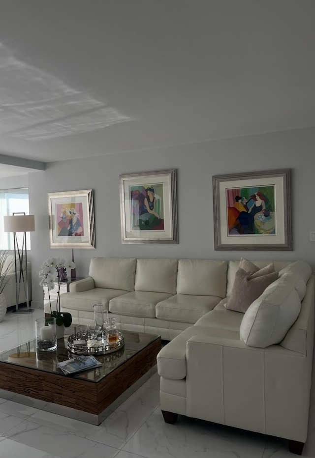 215 N Birch Rd Unit 8C, Fort Lauderdale, FL 33304 - living area with light marble finish flooring