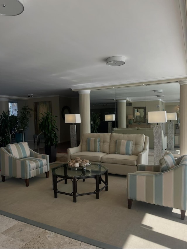 215 N Birch Rd Unit 8C, Fort Lauderdale, FL 33304 - living room featuring crown molding