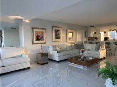 215 N Birch Rd Unit 8C, Fort Lauderdale, FL 33304 - living area with marble tiled floors