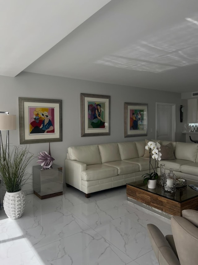 215 N Birch Rd Unit 8C, Fort Lauderdale, FL 33304 - living room with marble look tile flooring
