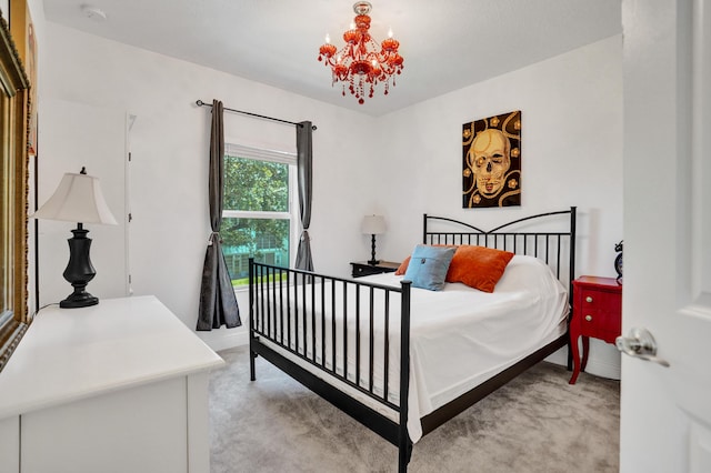 1842 Sandpiper Pointe Pl, Deerfield Beach, FL 33442 - bedroom with light colored carpet, a chandelier, and baseboards