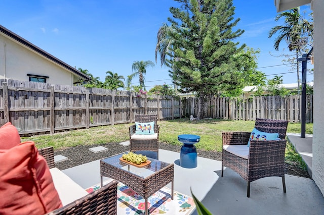 view of patio featuring an outdoor living space