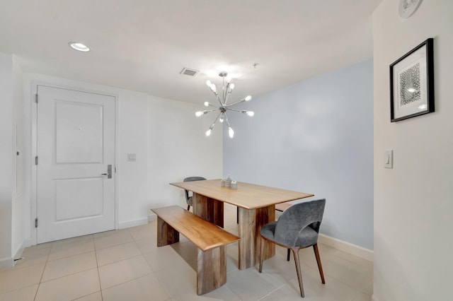 480 Hibiscus St Unit 709, West Palm Beach, FL 33401 - dining room featuring a chandelier, baseboards, light tile patterned floors, and recessed lighting