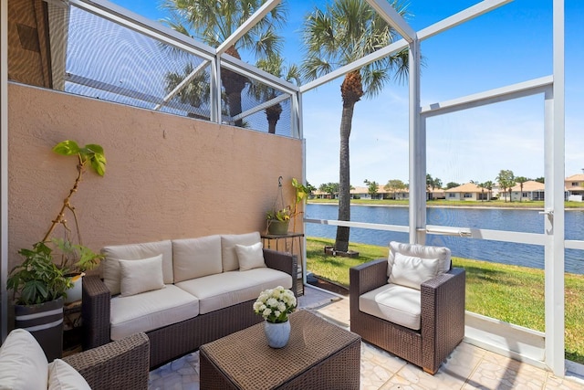 8623 Mangrove Cay, West Palm Beach, FL 33411 - sunroom featuring an outdoor hangout area and a water view