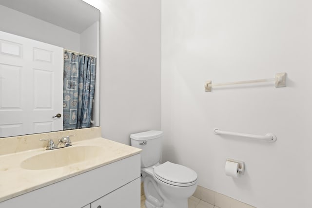 8623 Mangrove Cay, West Palm Beach, FL 33411 - bathroom featuring toilet, tile patterned floors, vanity, and a shower with curtain