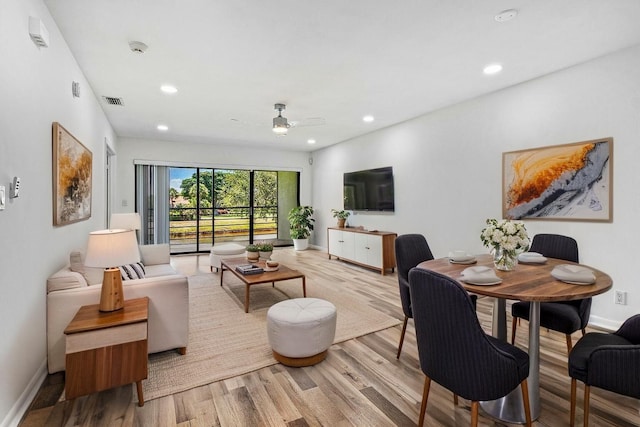 2920 SW 22nd Cir Unit C2, Delray Beach, FL 33445 - living area with light wood-style flooring, a ceiling fan, recessed lighting, and baseboards