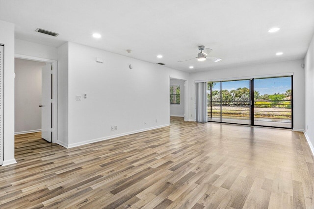 2920 SW 22nd Cir Unit C2, Delray Beach, FL 33445 - empty room featuring ceiling fan, recessed lighting, light wood-style floors, and baseboards