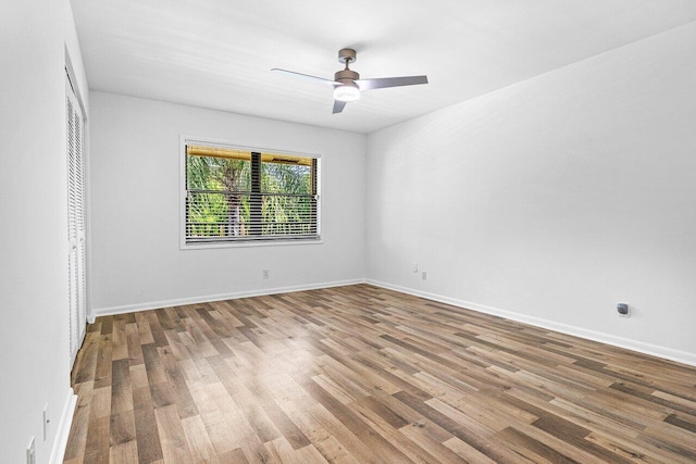 2920 SW 22nd Cir Unit C2, Delray Beach, FL 33445 - empty room featuring wood finished floors, ceiling fan, and baseboards