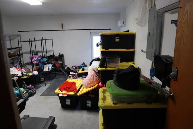 below grade area featuring a wall unit AC