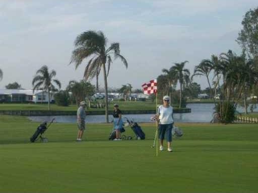 view of community with a water view, a putting green, and a lawn