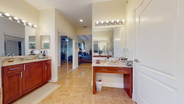 15511 63rd Pl N, Loxahatchee, FL 33470 - ensuite bathroom featuring vanity, tile patterned flooring, recessed lighting, and baseboards