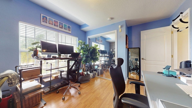 15511 63rd Pl N, Loxahatchee, FL 33470 - home office with wood finished floors and a textured ceiling
