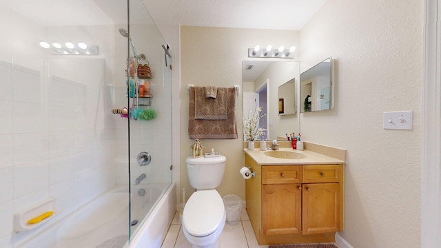 15511 63rd Pl N, Loxahatchee, FL 33470 - full bath featuring shower / bath combination, toilet, tile patterned floors, vanity, and a textured wall