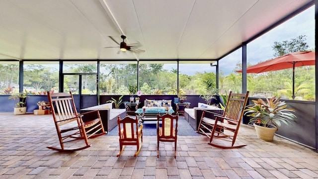 15511 63rd Pl N, Loxahatchee, FL 33470 - sunroom with a ceiling fan, an outdoor living space, and plenty of natural light