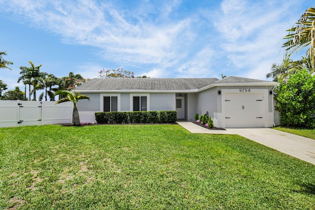 9794 Ridgecreek Rd, Boca Raton, FL 33496 - ranch-style house with a garage, driveway, stucco siding, and a gate