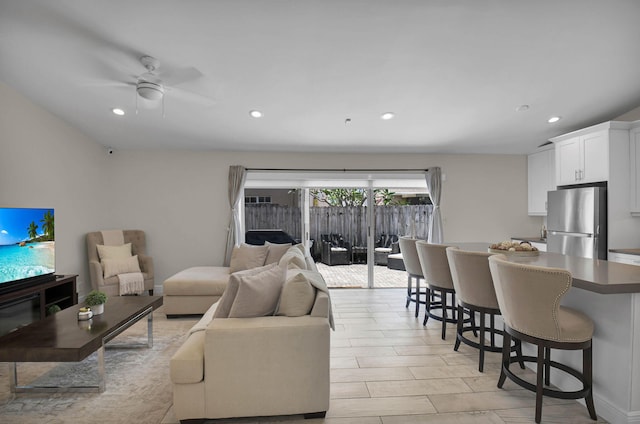 9794 Ridgecreek Rd, Boca Raton, FL 33496 - living room with recessed lighting and ceiling fan