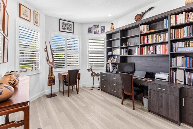 9333 Mountain Pine Grv, Boynton Beach, FL 33473 - office area with light wood-style flooring, baseboards, and recessed lighting