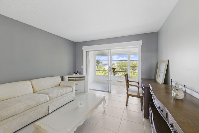 living area with light tile patterned flooring