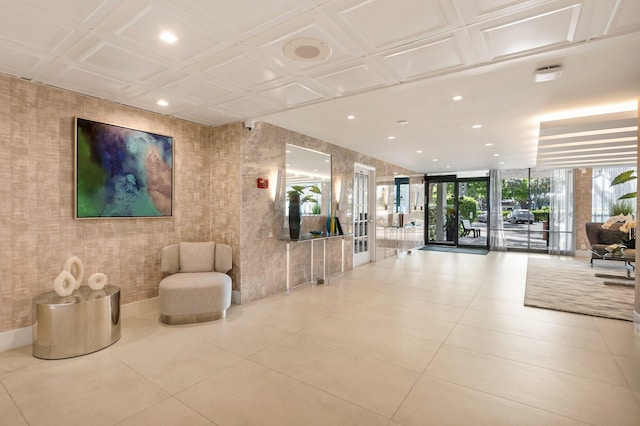 building lobby featuring recessed lighting