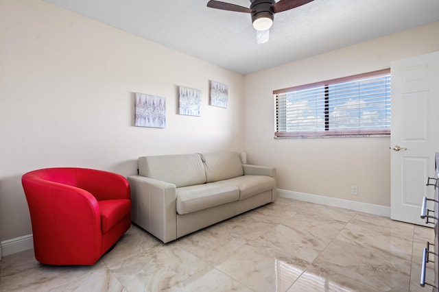 7290 Kinghurst Dr Unit 607, Delray Beach, FL 33446 - living area featuring ceiling fan and marble finish floors