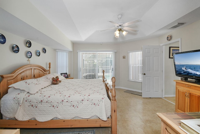 3204 SE Otis Ln, Port Saint Lucie, FL 34984 - bedroom featuring baseboards, access to exterior, and ceiling fan
