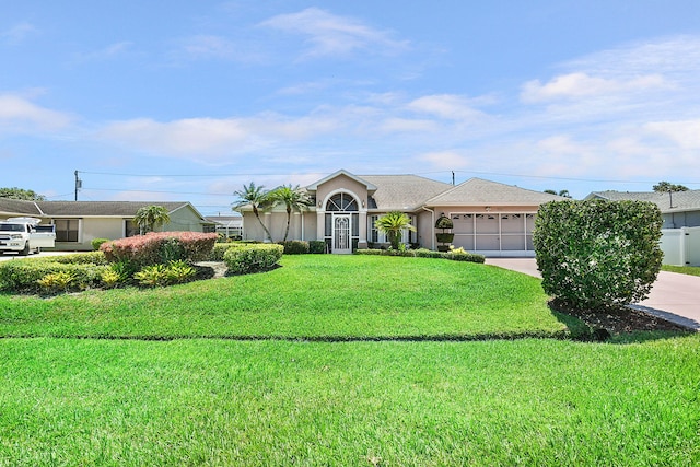 3204 SE Otis Ln, Port Saint Lucie, FL 34984 - single story home featuring driveway, a garage, stucco siding, and a front lawn