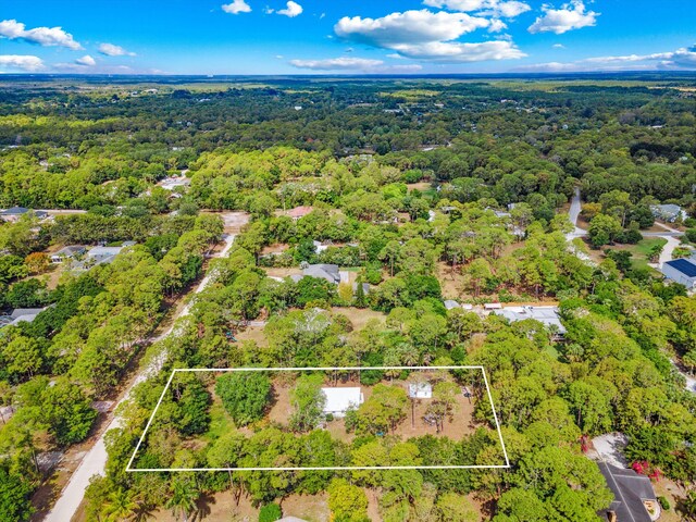 12389 186th St N, Jupiter, FL 33478 - aerial view of property and surrounding area featuring a forest and property boundaries highlighted